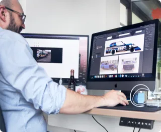 a graphic designer hard at work